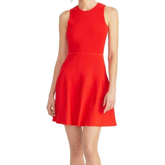 Orange Rachel Rachel Roy Ribbed Textured Fit and Flare Sleeveless Dress (NWT) - Picture 1 of 6